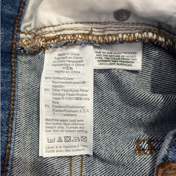 Women’s Madewell Raw Hem Kick Flare Jeans Medium Wash Stretch Denim Size 35T - Picture 5 of 5